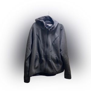 Athleta Womens Fuse Jacket Plus size 2X Charcoal Gray Hooded Full Zip Pockets.